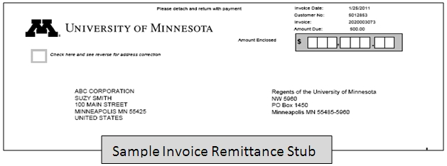 Sample remittance stub